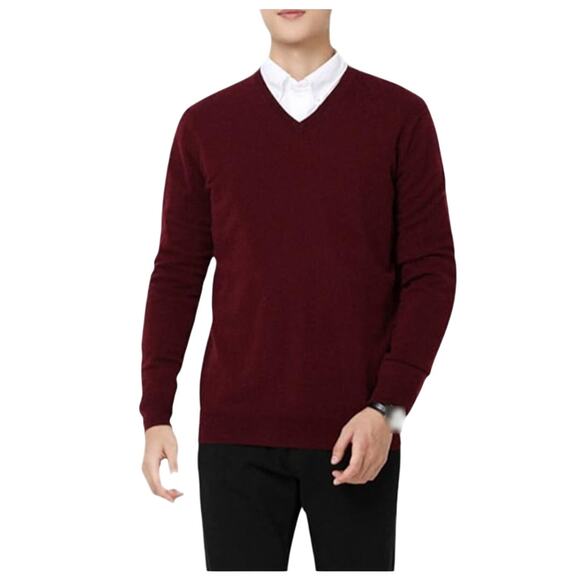 new Mens burgundy v neck sweater size M - Picture 1 of 5